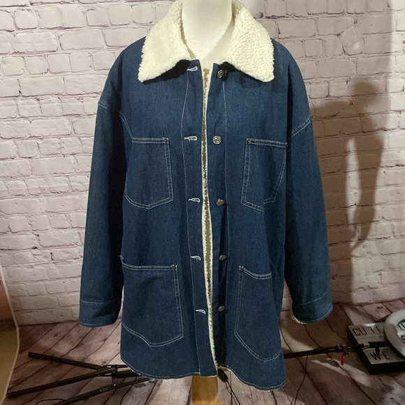 Faux shearlings denim jacket - Picture 1 of 6